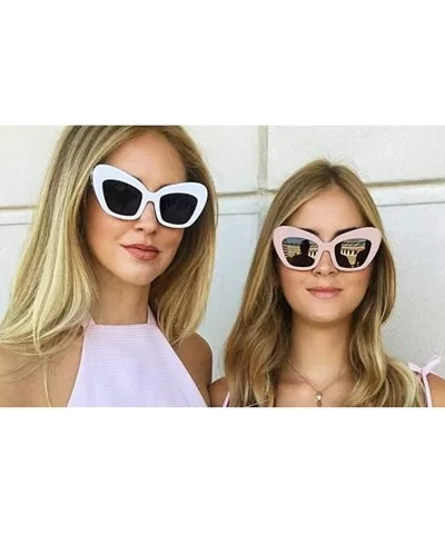 Retro Sunglasses Women Cat Eye Frame Design Eyewear Ladies Clarity UV400 - White - C518G7T36C7 $8.81 Wayfarer