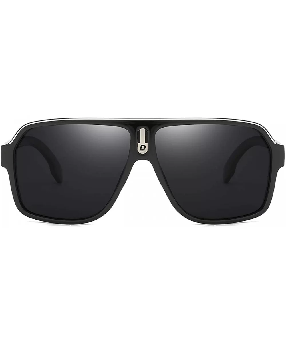 Mens Oversized Aviator Sunglasses Classic Large Polarized Lens Shades D103 - Black/Black - CD194OX98N7 $15.48 Oversized