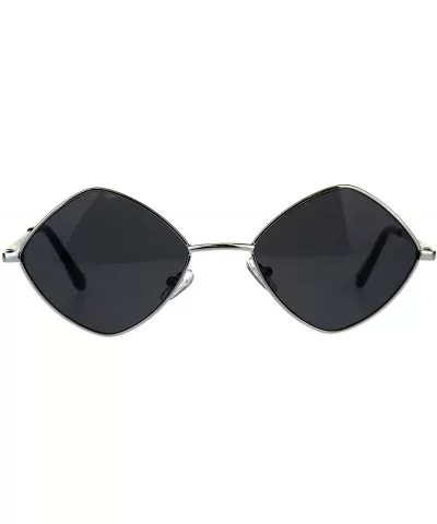 Mens Pimp Hippie Diamond Rectangular Square Metal Rim Sunglasses - Silver Black - CD18CMOX2YG $9.34 Rectangular