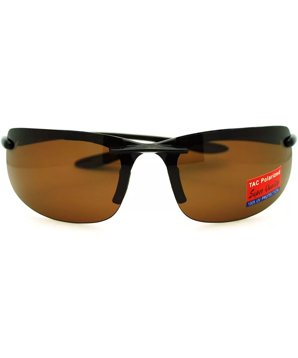 Polarized Rimless Warp Light Weight Mens Sport Sunglasses - Brown - CW11GXIF43D $11.15 Rimless