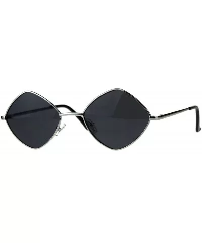 Mens Pimp Hippie Diamond Rectangular Square Metal Rim Sunglasses - Silver Black - CD18CMOX2YG $9.34 Rectangular