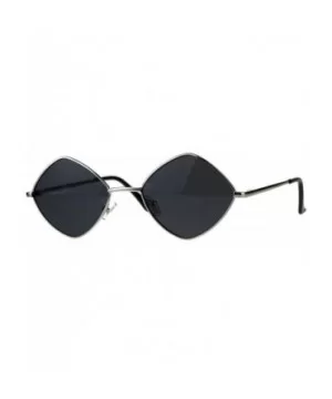 Mens Pimp Hippie Diamond Rectangular Square Metal Rim Sunglasses - Silver Black - CD18CMOX2YG $9.34 Rectangular