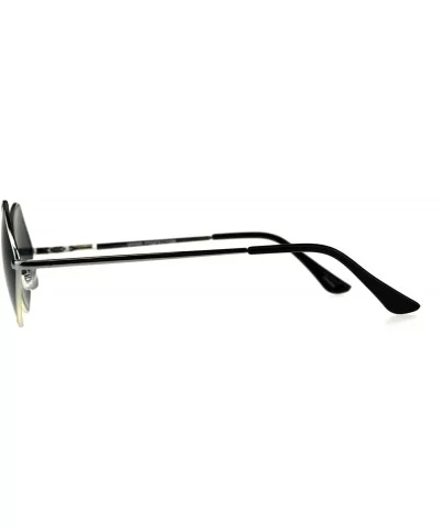 Mens Pimp Hippie Diamond Rectangular Square Metal Rim Sunglasses - Silver Black - CD18CMOX2YG $9.34 Rectangular