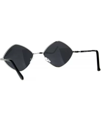 Mens Pimp Hippie Diamond Rectangular Square Metal Rim Sunglasses - Silver Black - CD18CMOX2YG $9.34 Rectangular