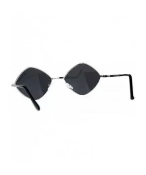 Mens Pimp Hippie Diamond Rectangular Square Metal Rim Sunglasses - Silver Black - CD18CMOX2YG $9.34 Rectangular