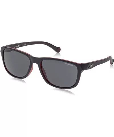 Men's An4214 Straight Cut Rectangular Sunglasses - Matte Black on Opal Red/Grey - CJ11Z54ZNK5 $37.83 Sport