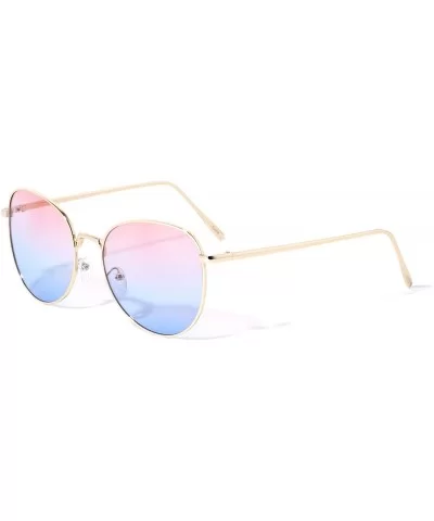 Thin Frame Round Butterfly Sunglasses - Blue - CN1972YKO9Z $11.45 Butterfly