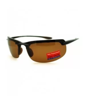 Polarized Rimless Warp Light Weight Mens Sport Sunglasses - Brown - CW11GXIF43D $11.15 Rimless