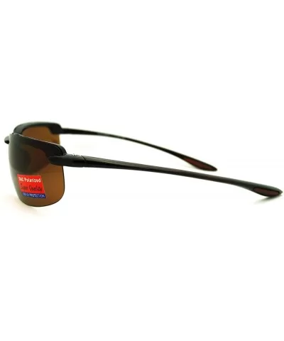 Polarized Rimless Warp Light Weight Mens Sport Sunglasses - Brown - CW11GXIF43D $11.15 Rimless