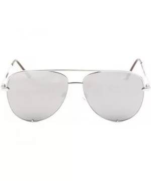 Bottom Brackets Color Mirror Flat Top Modern Round Aviator Sunglasses - Grey Silver - CT190ESDORS $9.40 Round