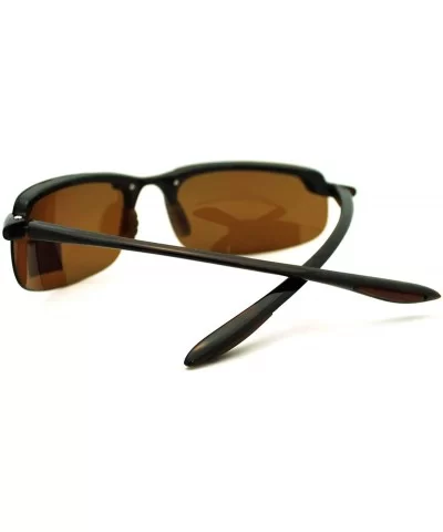 Polarized Rimless Warp Light Weight Mens Sport Sunglasses - Brown - CW11GXIF43D $11.15 Rimless