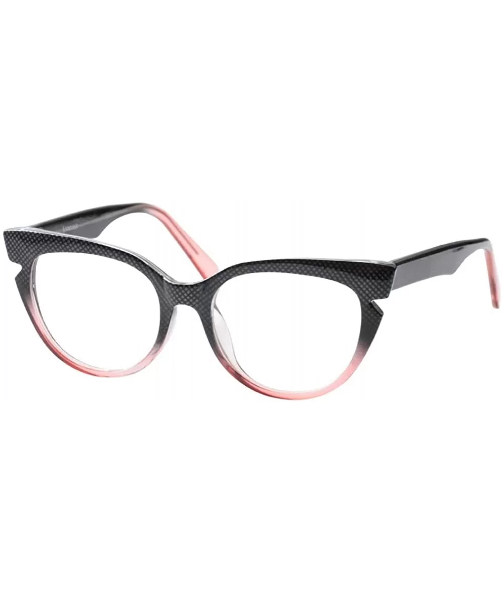 Womens Hit Color Grid Pattern Cat Eye Reading Glass Eyeglass Frame - Black - C618IHUWACM $8.19 Rimless