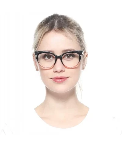 Womens Hit Color Grid Pattern Cat Eye Reading Glass Eyeglass Frame - Black - C618IHUWACM $8.19 Rimless