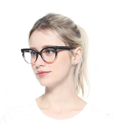 Womens Hit Color Grid Pattern Cat Eye Reading Glass Eyeglass Frame - Black - C618IHUWACM $8.19 Rimless