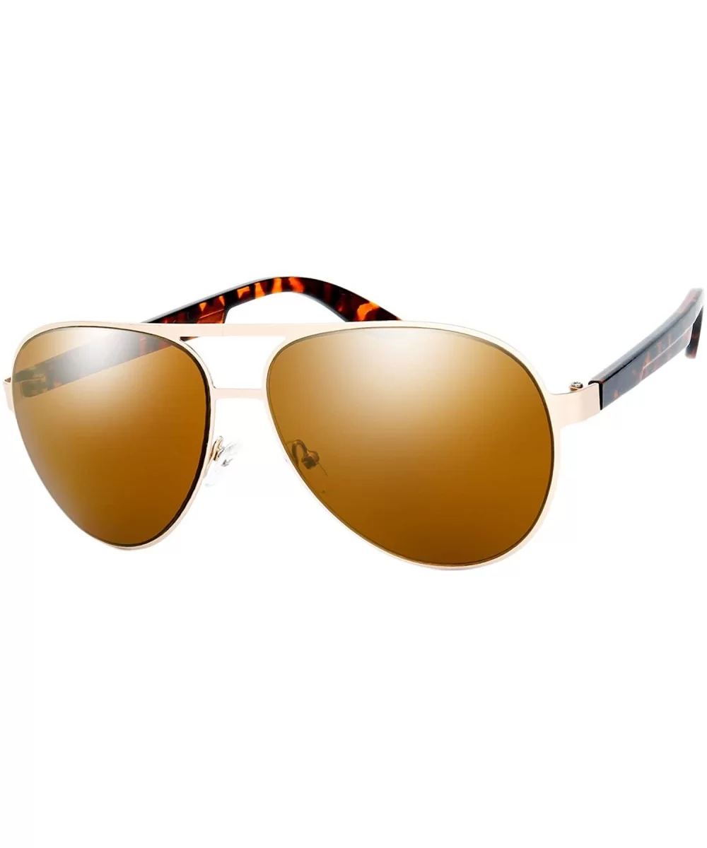 Steel Leather Frame Real Revo Mirror Lens Active Aviator Sunglasses Gift Box - 06-gold-demi Amber/ - C518679Z4EX $11.80 Aviator