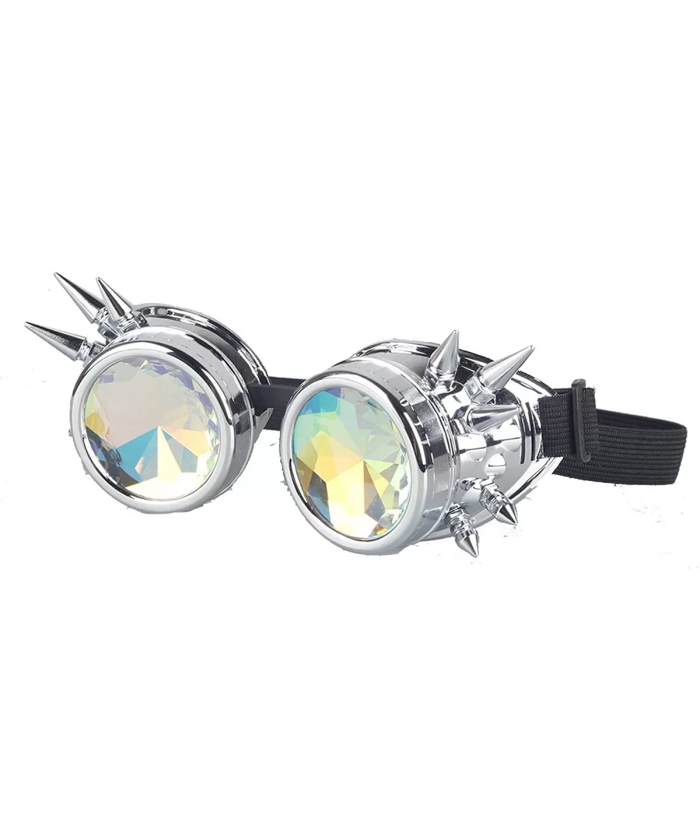 Kaleidoscope Steampunk Rave Glasses Crystal Prism Sunglasses Goggles - Silver - C818SQZUGE7 $12.26 Round