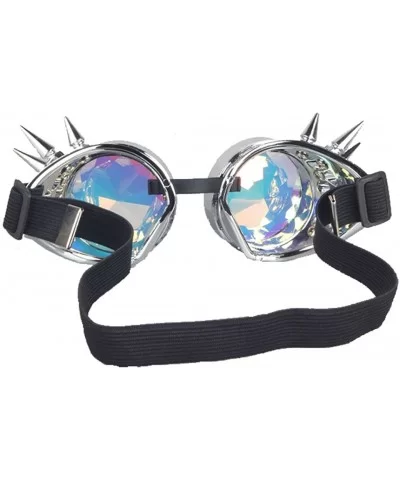 Kaleidoscope Steampunk Rave Glasses Crystal Prism Sunglasses Goggles - Silver - C818SQZUGE7 $12.26 Round