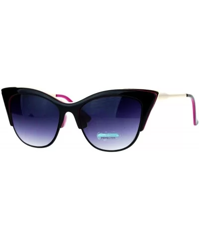 Metal Top Accent Cateye Sunglasses Womens Designer Fashion Shades - Black Purple - CC187IESSON $7.62 Rectangular