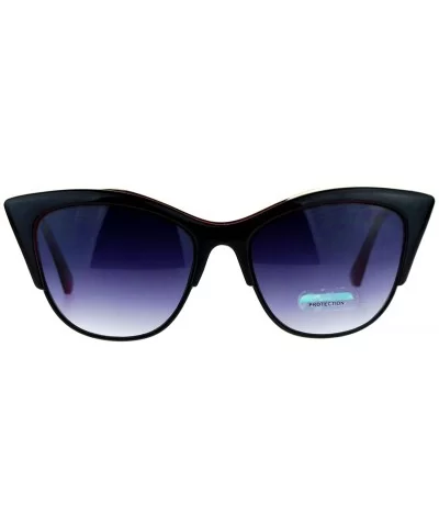 Metal Top Accent Cateye Sunglasses Womens Designer Fashion Shades - Black Purple - CC187IESSON $7.62 Rectangular