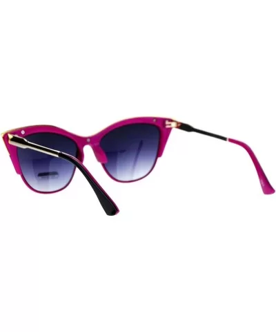 Metal Top Accent Cateye Sunglasses Womens Designer Fashion Shades - Black Purple - CC187IESSON $7.62 Rectangular