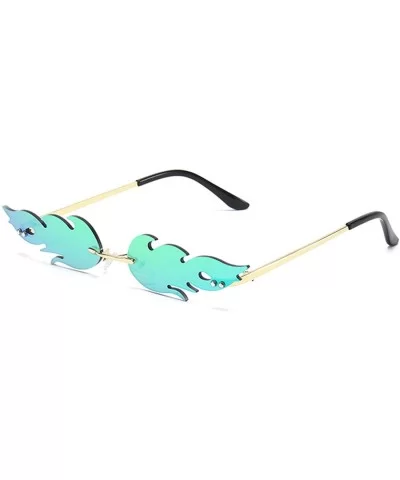 Flame Sunglasses for Women Men-Design Fashion Fire Shades So Sassy 8070 - Green - CE197KN6OHT $5.84 Rimless