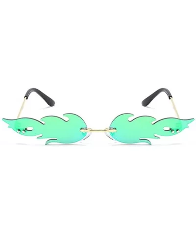 Flame Sunglasses for Women Men-Design Fashion Fire Shades So Sassy 8070 - Green - CE197KN6OHT $5.84 Rimless