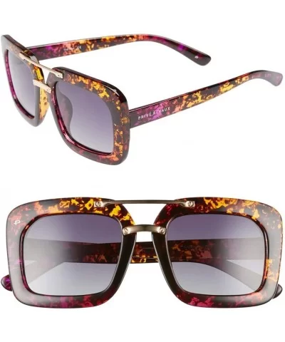 ICON Collection "The Karl" Designer Polarized Geometric Sunglasses - Majestic Purple Tort/Grey - CV18687RXHA $23.03 Square