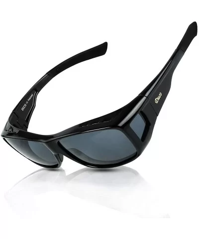 Unisex Wraparound Fitover Glasses Polarized Wear Over Sunglasses 8953 - L Size Black-grey - CG18NA3DU00 $25.50 Sport