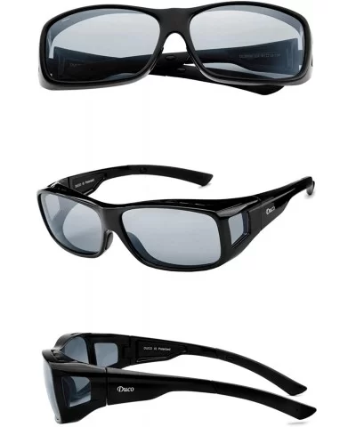 Unisex Wraparound Fitover Glasses Polarized Wear Over Sunglasses 8953 - L Size Black-grey - CG18NA3DU00 $25.50 Sport