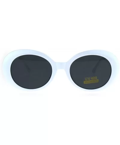 Womens Mod Oval Retro Vintage Shaggy Dapper Sunglasses - White Black - CO185CD35XW $8.11 Oval