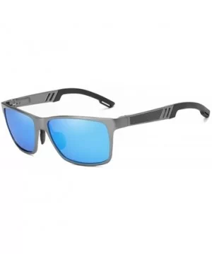 Genuine Mens Polarized Rectangular Adjustable Sunglasses Fashion UV400 Ultra Light Al-Mg - Gray/Blue - CA18LEI326Y $30.18 Rec...