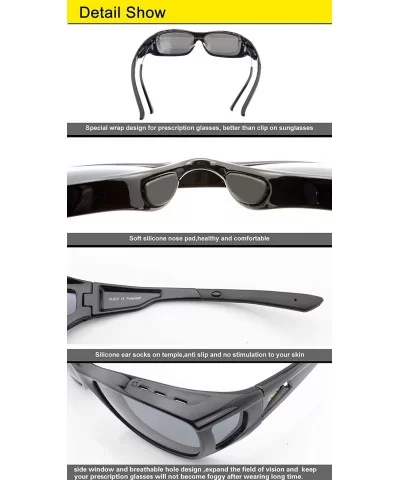 Unisex Wraparound Fitover Glasses Polarized Wear Over Sunglasses 8953 - L Size Black-grey - CG18NA3DU00 $25.50 Sport