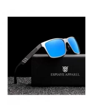 Genuine Mens Polarized Rectangular Adjustable Sunglasses Fashion UV400 Ultra Light Al-Mg - Gray/Blue - CA18LEI326Y $30.18 Rec...