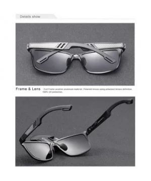 Genuine Mens Polarized Rectangular Adjustable Sunglasses Fashion UV400 Ultra Light Al-Mg - Gray/Blue - CA18LEI326Y $30.18 Rec...