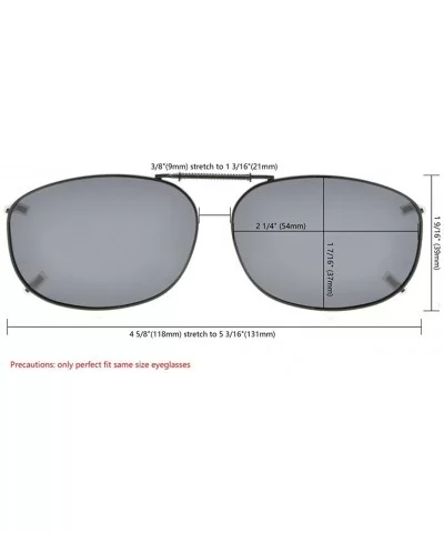 Metal Frame Rim Polarized Lens Clip On Sunglasses 2 1/16"x1 3/8" - C89-grey - C3184OZ4OO3 $7.54 Rectangular