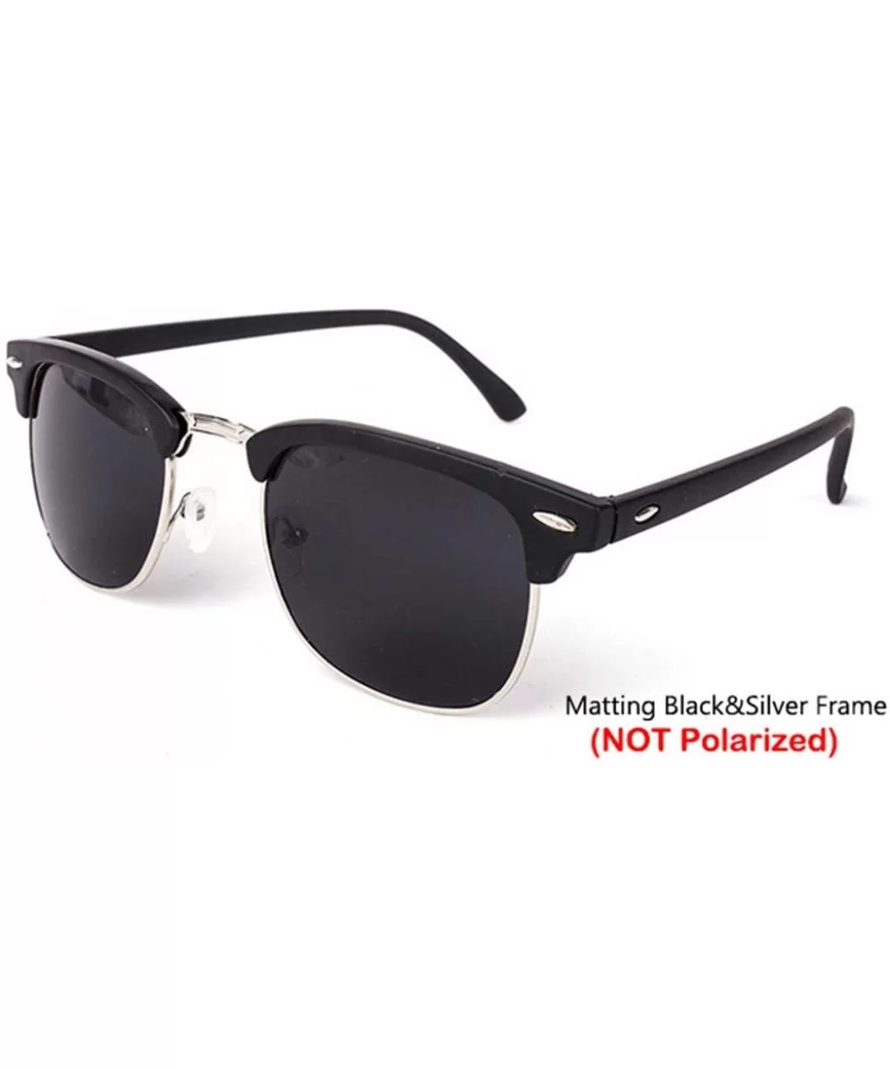 Semi-Rimless Sunglasses Women Men Polarized Retro Eyeglasses - C11 Mattblack Silver - C0194OG2MRW $13.33 Oversized