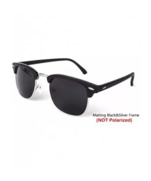 Semi-Rimless Sunglasses Women Men Polarized Retro Eyeglasses - C11 Mattblack Silver - C0194OG2MRW $13.33 Oversized