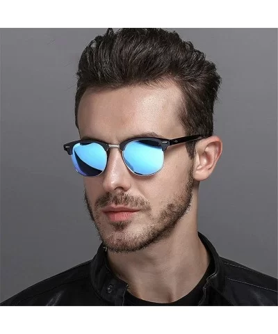 Semi-Rimless Sunglasses Women Men Polarized Retro Eyeglasses - C11 Mattblack Silver - C0194OG2MRW $13.33 Oversized