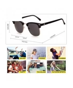 Semi-Rimless Sunglasses Women Men Polarized Retro Eyeglasses - C11 Mattblack Silver - C0194OG2MRW $13.33 Oversized