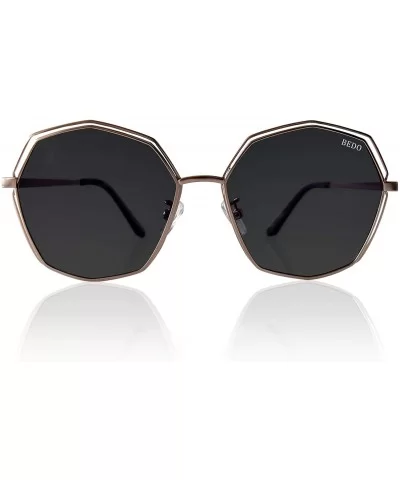 Fashion Polarized Sunglasses For Women Framing Square Eyewear Gold Metal Frame Retro Shade Glasses - CJ18UKONWEY $18.78 Round