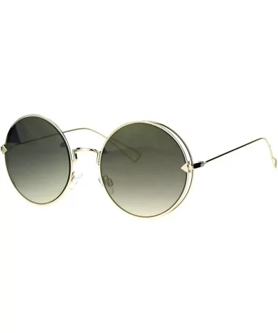 Womens Round Sunglasses Light Metal Circle Frame Mirror Lens UV 400 - Gold (Gold Mirror) - C3189QR8GWS $6.57 Round