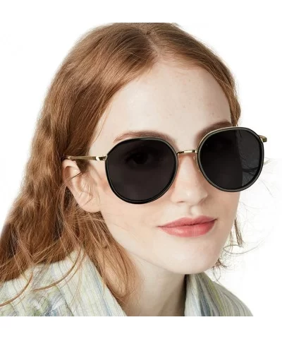 Polarized Round Sunglasses for Women-Fashion Mirror Metal Frame Sunglasses UV 400 protection - C818WTOKRAC $8.38 Shield