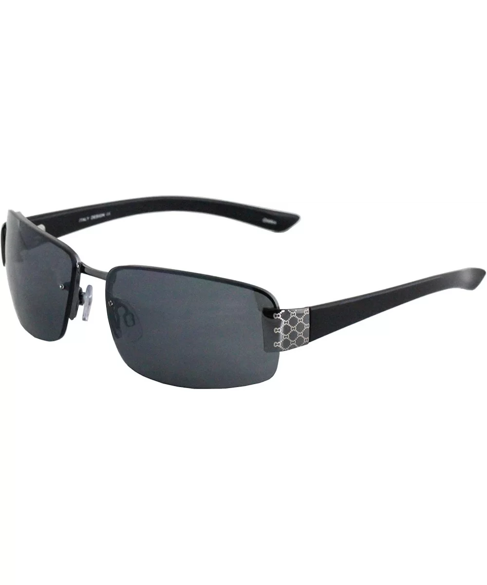 Rectangular King Street Semi Rimless Sunglasses Clear Tint Eyewear - Black - CP195ZRE0Y3 $9.38 Rectangular