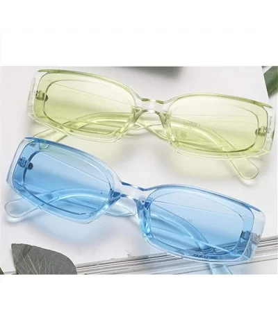 Cat Eye Sunglasses Women Fashion Rectangle Sun Glasses Vintage Candy Color Eyewear Shades - Clear - CM1985CCWS4 $14.08 Round