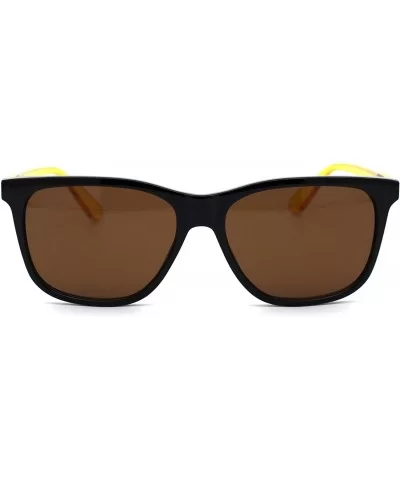 Womens Horn Rim Boyfriend Plastic Rectangular Sunglasses - Black Yellow Brown - CE193MYMISY $5.02 Rectangular