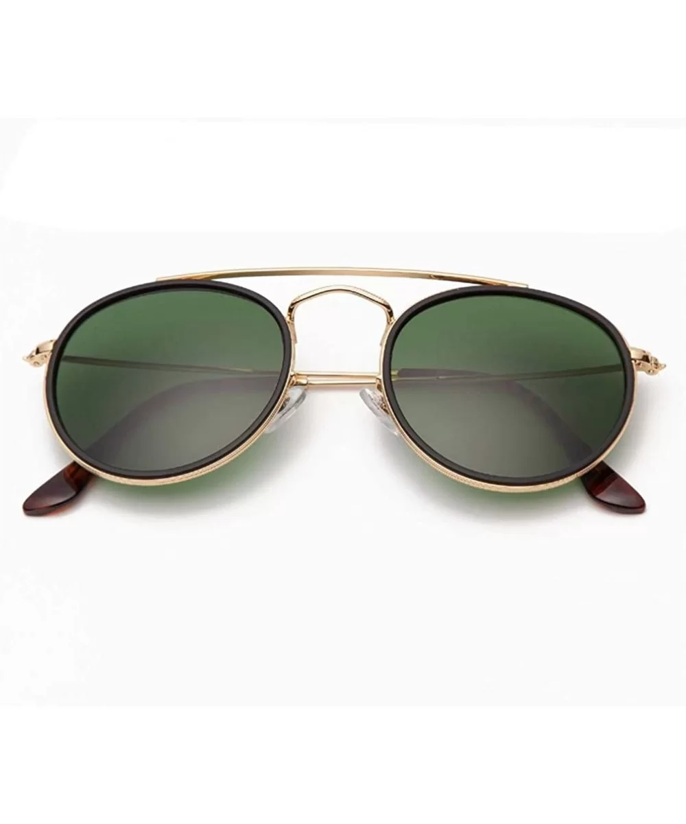 sunglasses polarized men women 51mm glass lens mirror round double - G15-gold-glass - CK18WAZ0GXW $34.80 Round