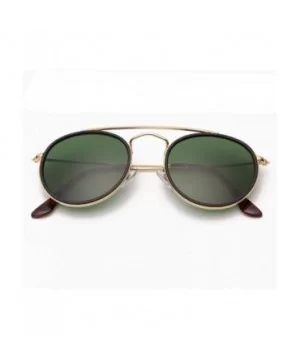 sunglasses polarized men women 51mm glass lens mirror round double - G15-gold-glass - CK18WAZ0GXW $34.80 Round