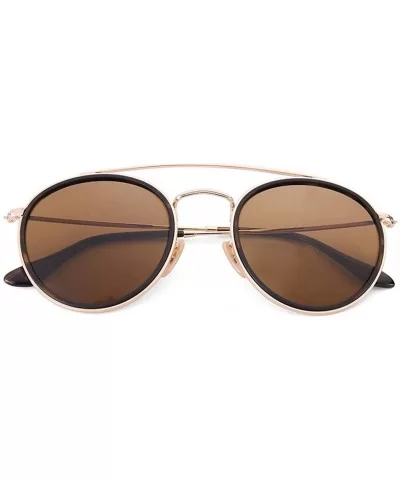 sunglasses polarized men women 51mm glass lens mirror round double - G15-gold-glass - CK18WAZ0GXW $34.80 Round