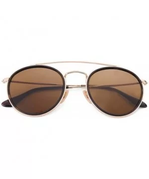 sunglasses polarized men women 51mm glass lens mirror round double - G15-gold-glass - CK18WAZ0GXW $34.80 Round