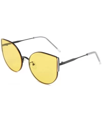 Sun Glasses Vintage Fashion Framed Glasses Metal Glasses Sunglasses-Yellow - CL199I6USMK $17.63 Goggle